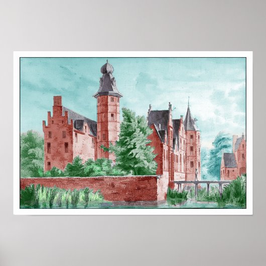 1729 A. de Haen Dutch Kasteel WESTERVELT Poster ポスター (正面)