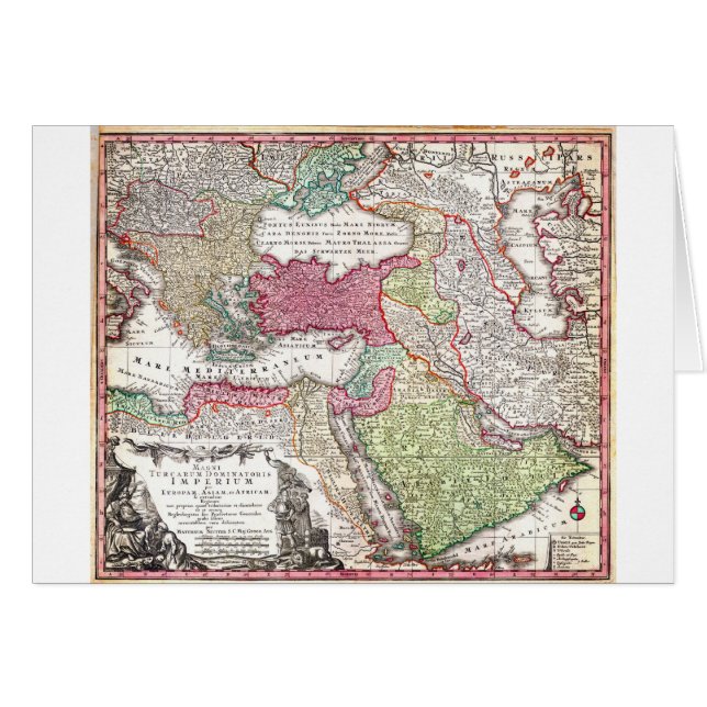 1730トルコ（オスマン帝国）ペルシのユダヤ人地図 (正面横)
