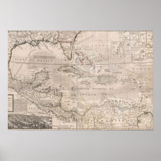 1732年英国カリブの大図 ポスター