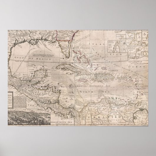 1732年英国カリブの大図 ポスター (正面)