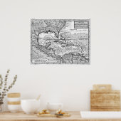 (1732)カリブの BWのヴィンテージ地図 ポスター (キッチン)