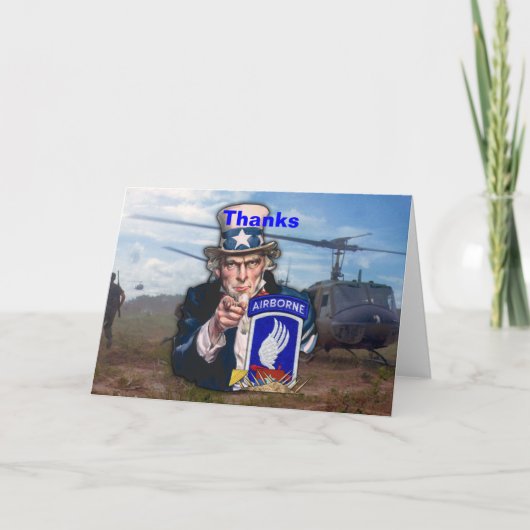 173rd空挺旅団のnamのパッチ・カード サンキューカード (正面)