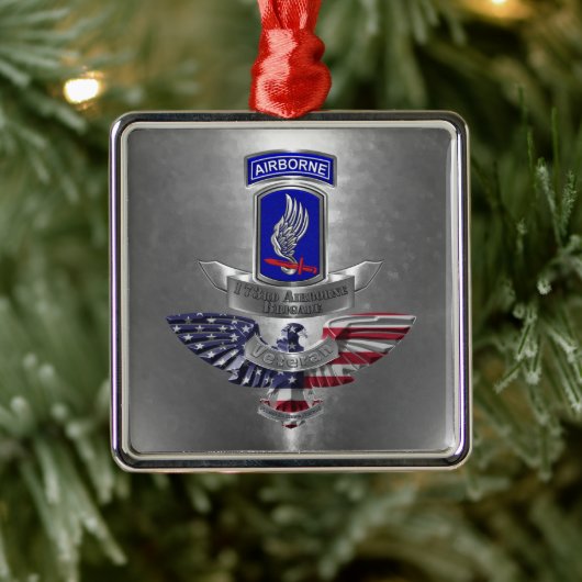 173rd Airborne Brigade Veteran Christmas メタルオーナメント (ツリー)