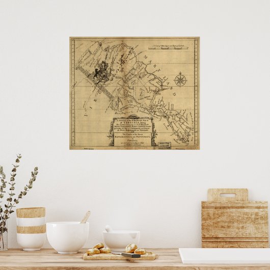 1747バージニア北部の首の地図 ポスター (キッチン)