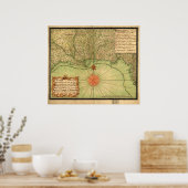 1747ルイジアナ領土湾岸地図 ポスター (キッチン)