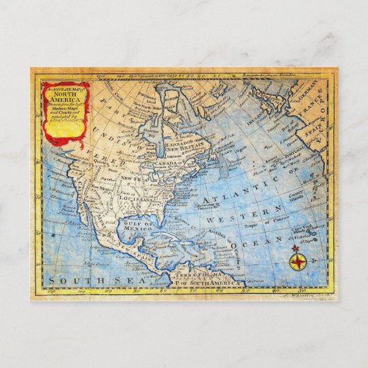 1747北アメリカのボーエン地図Geographicus N ポストカード (正面)