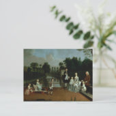 1749年、庭のテラスの家族グループ ポストカード (スタンド正面)