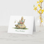 174.カメとウサギのハッピーバースデー カード (黄色い花)