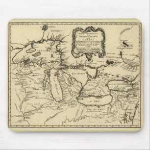 1755の五大湖およびフランス/カナダの新しい地図 マウスパッド