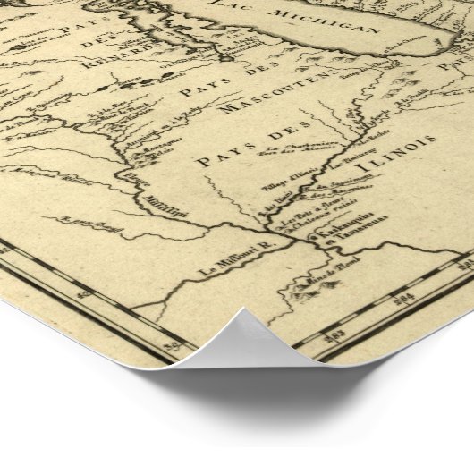 1755湖素晴らしとニューフランス/カナダの地図 ポスター (角)