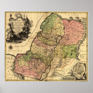 1759年の古代イスラエルの12部族の地図 ポスター