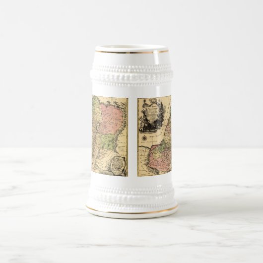 1759年- 12匹の種族が付いている古代イスラエル共和国の地図 ビールジョッキ (中央)