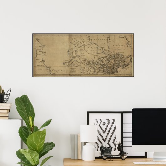 1762カナダの地図 ポスター (ホームオフィス)