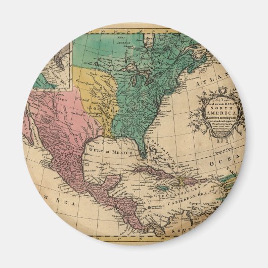 1763北米の地図 マグネット (正面)