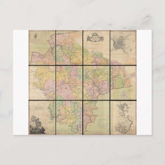 1765ベンジャミン・ドーンによるデヴォンシャーの地図 ポストカード (正面)