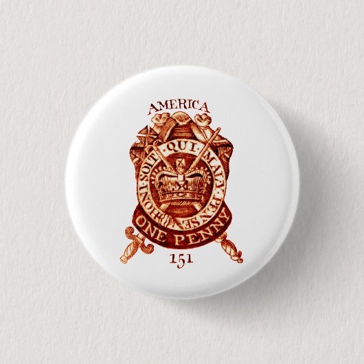 1765人のアメリカ人税スタンプ 缶バッジ (正面)
