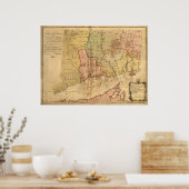 1766年コネチカット植民地の地図 ポスター (キッチン)