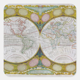 1770年~97年の新しく正しい世界地図 スクエアシール