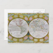 1770年~97年の新しく正しい世界地図 ポストカード (正面/裏面)