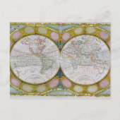 1770年～97年の新しく正しい世界地図 ポストカード (正面)