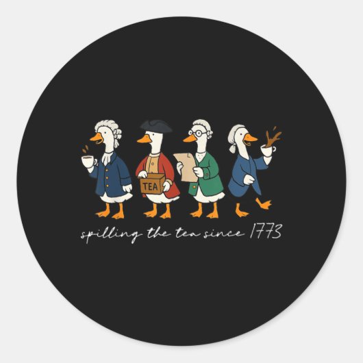 1773年から紅茶をこぼし続ける面白いガチョウ ラウンドシール (正面)