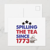 1773年から紅茶をぶちまけてやっている 愛国的な4th of July ポストカード (正面/裏面)