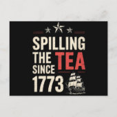 1773年から紅茶を溢す7月4日の愛国心 ポストカード (正面)