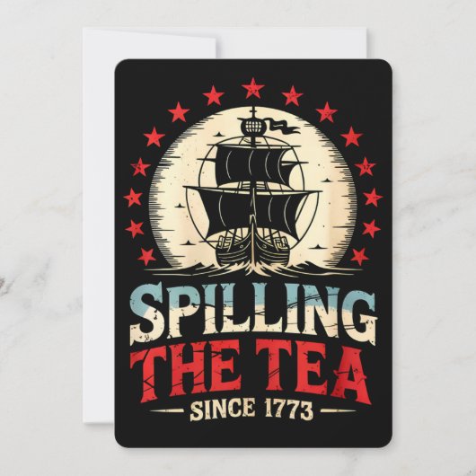 1773年から茶をこぼしてきた 4th Of July アメリカン ヴィンテージ 招待状 (正面)