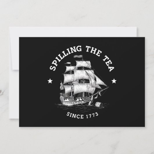 1773年から茶をぶちまけてます！ユーモアたっぷりの4月4日アメリカ独立記念日 招待状 (正面)