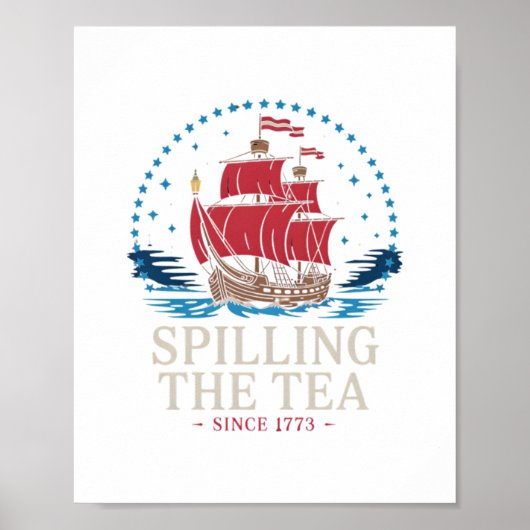 1773年から茶を注ぐ赤白青おもしろい4 ポスター (正面)