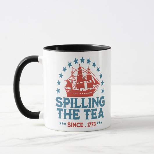 1773年から茶を注ぐ赤白青おもしろい4 マグカップ (左)