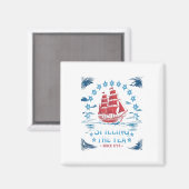 1773年から茶を注ぐ赤白青おもしろい4 マグネット (正面/裏面)