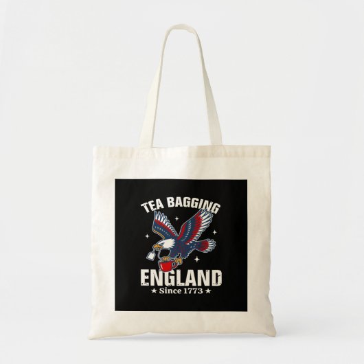 1773年から7月4日まで英国で茶を飲む トートバッグ (正面)