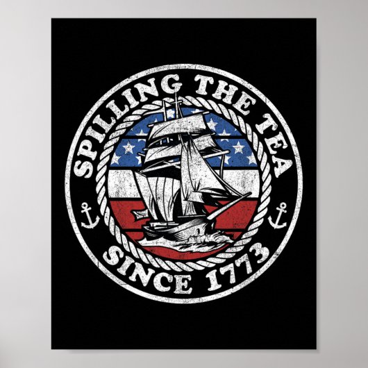 1773年のアメリカ史から茶おもしろいを注教えぎ ポスター (正面)
