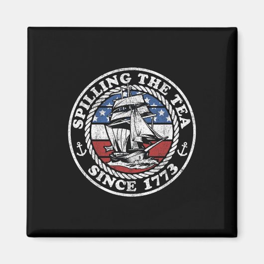 1773年のアメリカ史から茶おもしろいを注教えぎ マグネット (正面)