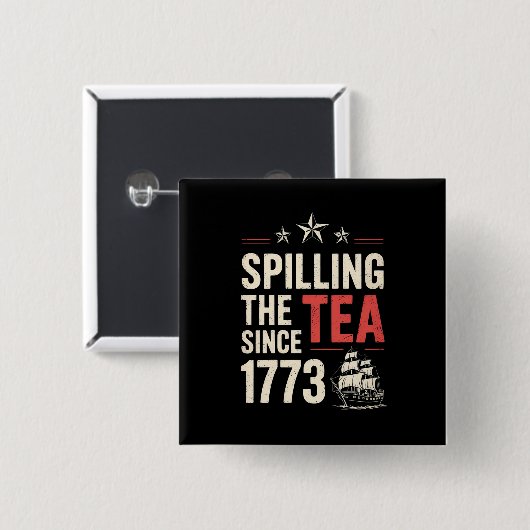 1773年以来紅茶を溢す7月4日の愛国心 缶バッジ (正面&裏面)
