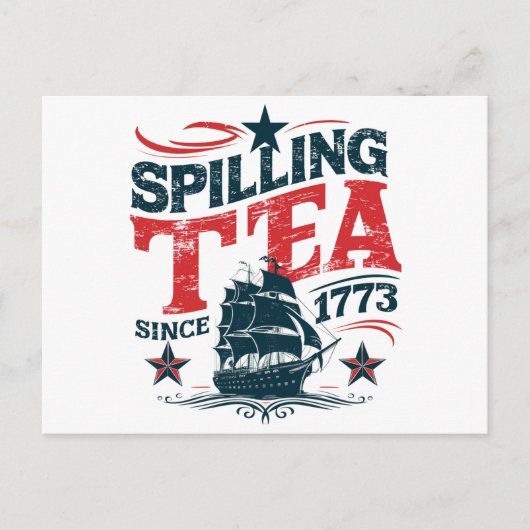 1773年7月4日のファンイ以来のお茶をこぼすこと ポストカード (正面)