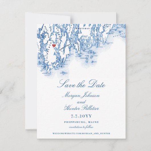 1774インフィプスバーグメインエレガントネイビー結婚ズ セーブザデート (正面)