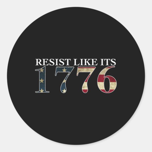 1776のような抵抗 – 真の愛国者 – ヴィンテージGif ラウンドシール (正面)