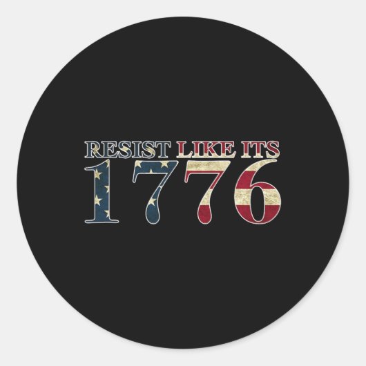1776のような抵抗 – 真の愛国者 – ヴィンテージGif ラウンドシール (正面)