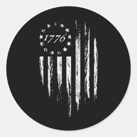 1776アメリカ国旗ベッツィロス13星アメリカ4位 ラウンドシール (正面)