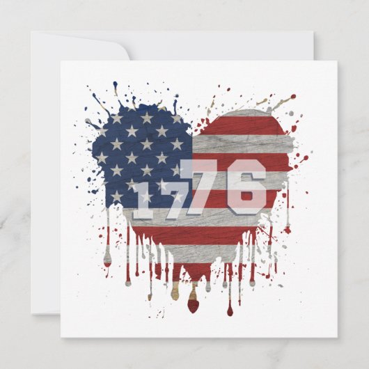 1776アメリカ国旗 招待状 (正面)