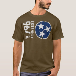 1776テネシー州旗レトロフェード Tシャツ