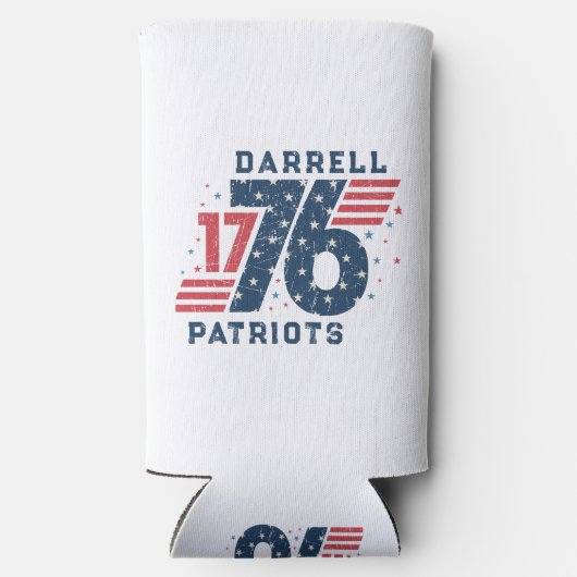 1776パーソナライズされた年7月4日の独立記念日 スリム缶クーラー (裏面)