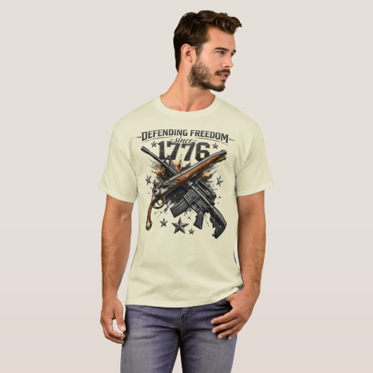 1776年から自由を守る 愛国的な Tシャツ (正面フル)
