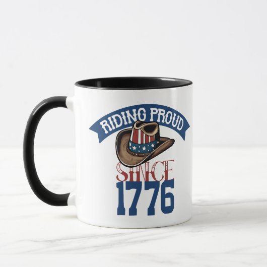 1776年から誇りを持って走る 星条旗 マグカップ (左)