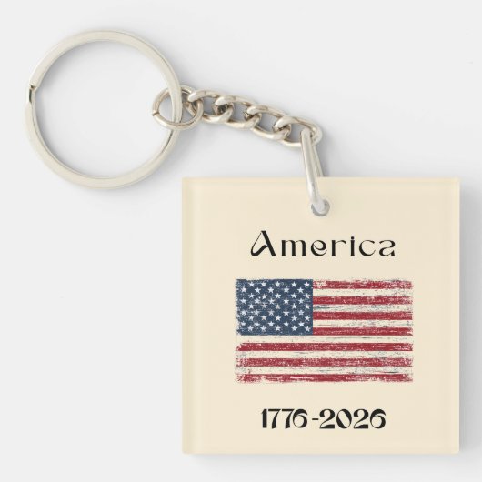 1776年から2026年 アメリカ国旗 アメリカ250周年記念 キーホルダー (正面)