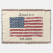1776年から2026年 アメリカ国旗 アメリカ250周年記念 スローブランケット (正面)