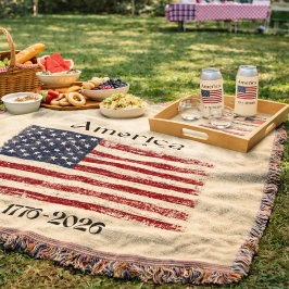 1776年から2026年 アメリカ国旗 アメリカ250周年記念 スローブランケット