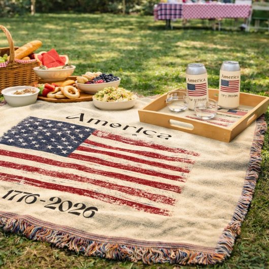 1776年から2026年 アメリカ国旗 アメリカ250周年記念 スローブランケット